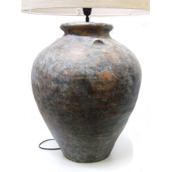 Lampa ceramiczna prążkowana Rustykalna z abażurem 92cm